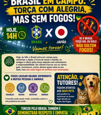 BRASIL EM CAMPO: TORÇA COM ALEGRIA, COMEMORE COM RESPEITO E SEM FOGOS!