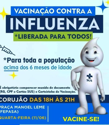 CORUJÃO DE VACINAÇÃO NA QUARTA-FEIRA, 11 DE JUNHO