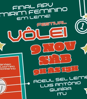 VAI TER FINAL DO CAMPEONATO DA APV EM LEME DIA 09 DE NOVEMBRO