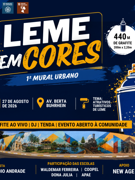 PREFEITURA DE LEME REALIZA O MAIOR MURAL DE GRAFITE DA CIDADE COM PARTICIPAÇÃO DE ALUNOS DA REDE DE ENSINO