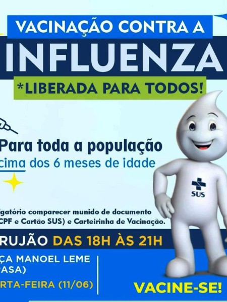 CORUJÃO DE VACINAÇÃO NA QUARTA-FEIRA, 11 DE JUNHO