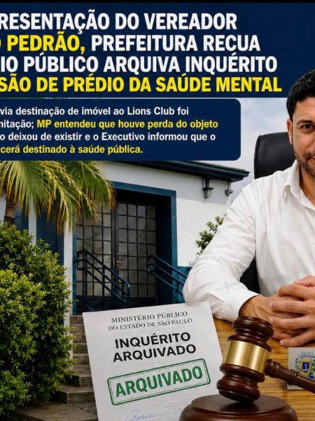 APÓS REPRESENTAÇÃO DO VEREADOR DR. DAVID PEDRÃO, PREFEITURA RECUA E MINISTÉRIO PÚBLICO ARQUIVA INQUÉRITO SOBRE CESSÃO DE PRÉDIO DA SAÚDE MENTAL