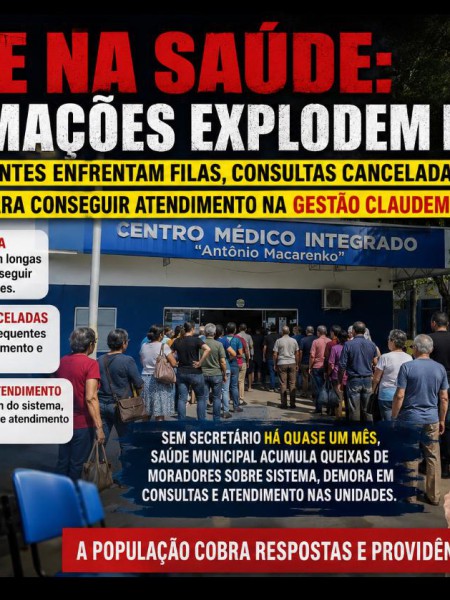 CRISE NA SAÚDE: RECLAMAÇÕES EXPLODEM EM LEME ENQUANTO PACIENTES ENFRENTAM FILAS, CONSULTAS CANCELADAS E DIFICULDADE PARA CONSEGUIR ATENDIMENTO NA GESTÃO CLAUDEMIR BORGES