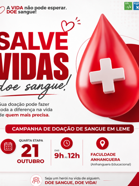 QUINTA ETAPA DO CALENDÁRIO DE DOAÇÃO DE SANGUE SERÁ NO DIA 21 DE OUTUBRO DE 2026