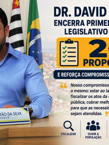 DR. DAVID PEDRÃO ENCERRA PRIMEIRO SEMESTRE LEGISLATIVO COM MAIS DE 260 PROPOSITURAS E REFORÇA COMPROMISSO COM FISCALIZAÇÃO