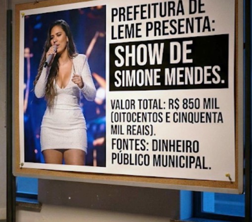 CLAUDEMIR BORGES É O PREFEITO DAS FESTAS: ENQUANTO LEME SOFRE, MILHÕES SÃO TORRADOS EM SHOWS: PREFEITURA VAI GASTAR R$ 850 MIL PARA SHOW DE SIMONE MENDES NA FAPIL 2026}