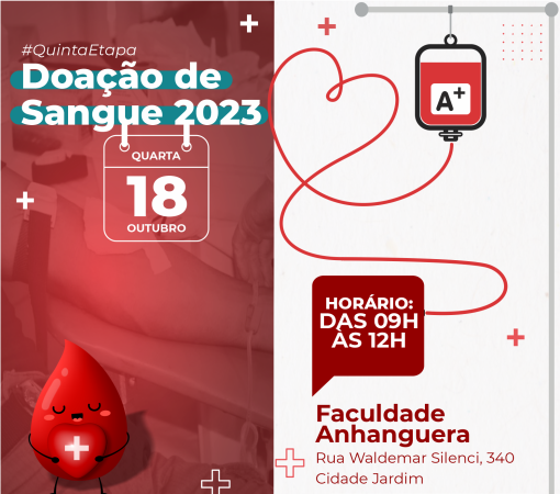 Quinta etapa do calendário de doação de sangue 2023, acontece dia 18 de outubro}