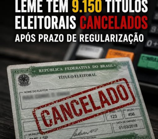 LEME TEM 9.150 TÍTULOS CANCELADOS APÓS PRAZO DE REGULARIZAÇÃO}
