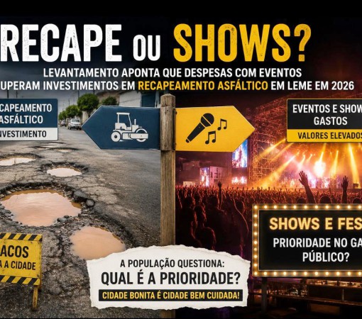 RECAPE OU SHOWS? LEVANTAMENTO APONTA QUE DESPESAS COM EVENTOS NA GESTÃO CLAUDEMIR BORGES SUPERAM INVESTIMENTOS EM RECAPEAMENTO ASFÁLTICO EM LEME EM 2026}