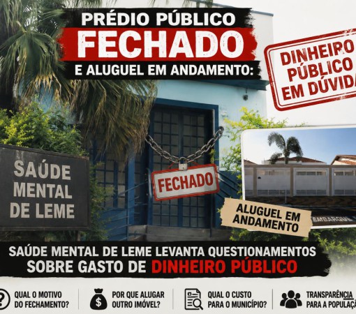 PRÉDIO PÚBLICO FECHADO E ALUGUEL EM ANDAMENTO: SAÚDE MENTAL DE LEME LEVANTA QUESTIONAMENTOS SOBRE GASTO DE DINHEIRO PÚBLICO}