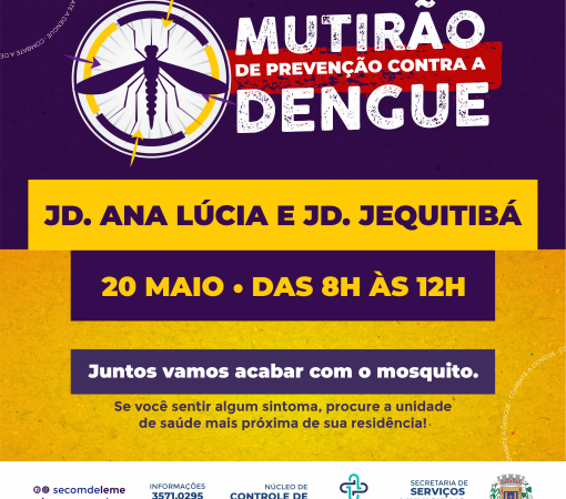 Mutirão contra o Aedes aegypti nos Jardins Ana Lúcia e Jequitibá será realizado no dia 20 de Maio}