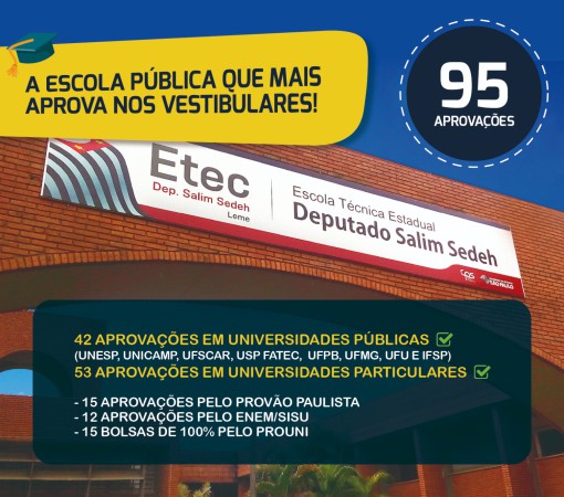 95 APROVAÇÕES EM UNIVERSIDADES: ALUNOS DA ETEC “DEP. SALIM SEDEH” SÃO DESTAQUES NOS VESTIBULARES 2023}