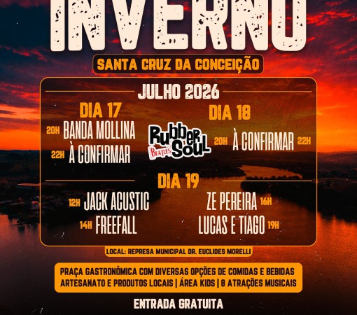 VEM AÍ O FESTIVAL DE INVERNO SANTA CRUZ DA CONCEIÇÃO COM ENTRADA GRATUITA}