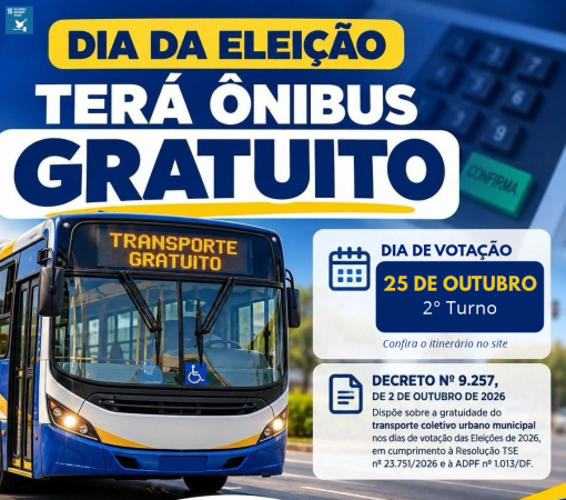 ELEITORES PODERÃO UTILIZAR GRATUITAMENTE O TRANSPORTE PÚBLICO NO DIA DA VOTAÇÃO DO 2º TURNO DAS ELEIÇÕES}