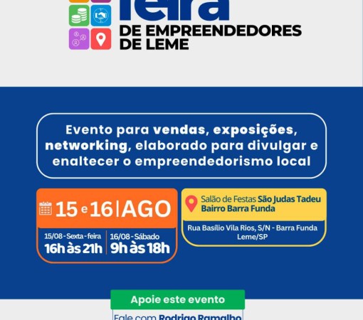 FEIRA DE EMPREENDEDORES DE LEME REÚNE 28 EXPOSITORES E OFERECE ESPAÇO GASTRONÔMICO AO PÚBLICO}