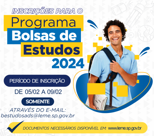 DE 05 A 09 DE FEVEREIRO INSCRIÇÕES PARA O PROGRAMA BOLSAS DE ESTUDOS}