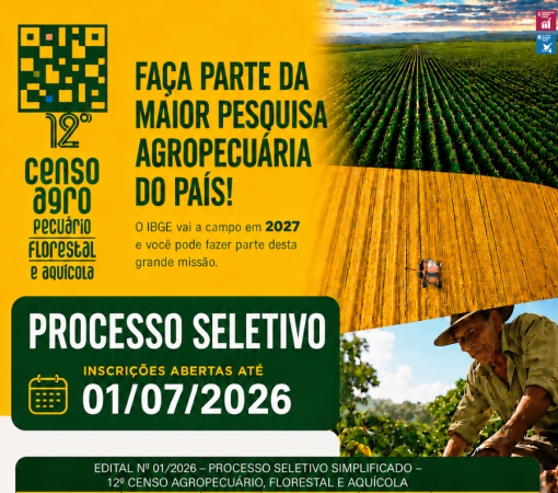 IBGE ABRE MAIS DE 8 MIL VAGAS TEMPORÁRIAS PARA ATUAÇÃO NO CENSO AGROPECUÁRIO 2026}