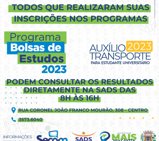 Programas Bolsa de Estudos e Auxílio Transporte 2023}