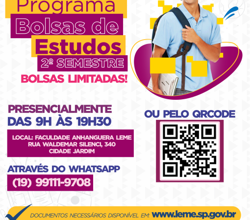 SADS informa sobre inscrições para o Programa Bolsas de Estudos – 2º Semestre 2023}