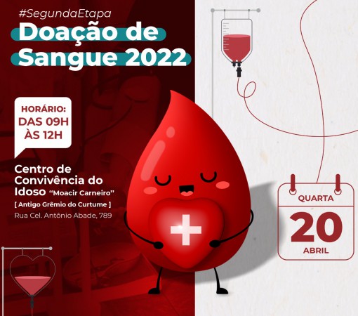 Etapa “2” do calendário de doação de sangue será realizada no dia 20 de abril}