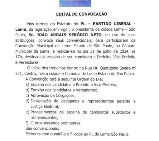 EDITAL DE CONVOCAÇÃO DO PL}