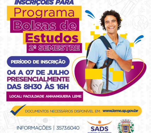 Inscrições para o Programa Bolsas de Estudos – 2º Semestre 2022}