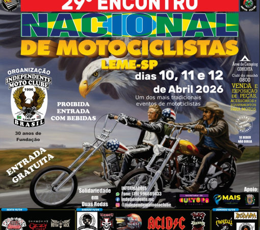 29º ENCONTRO NACIONAL DE MOTOCICLISTAS DE LEME DE 10 A 12 DE ABRIL DE 2026}