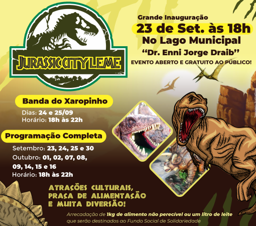 Exposição Jurassic City Leme começa dia 23 de setembro}