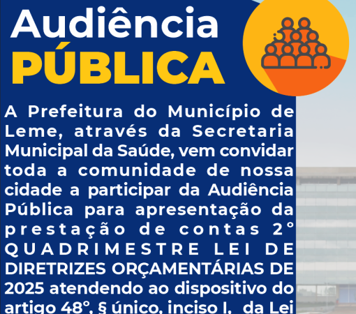 SECRETARIA DE SAÚDE INFORMA SOBRE AUDIÊNCIA PÚBLICA NO DIA 30 DE SETEMBRO}
