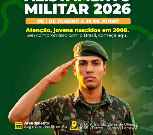 ALISTAMENTO MILITAR OBRIGATÓRIO 2026 ATÉ DIA 30 DE JUNHO DE 2026}