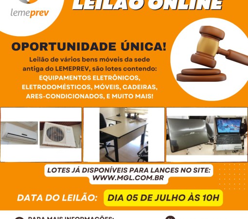 LEILÃO ON LINE DE VÁRIOS BENS DA SEDE ANTIGA DA LEMEPREV}