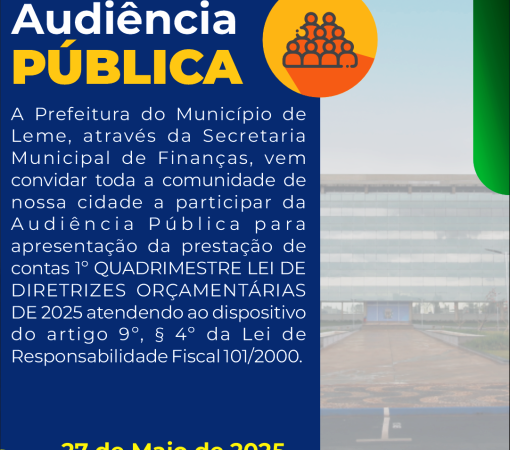 SECRETARIA DE FINANÇAS INFORMA SOBRE AUDIÊNCIA PÚBLICA NO DIA 27 DE MAIO}