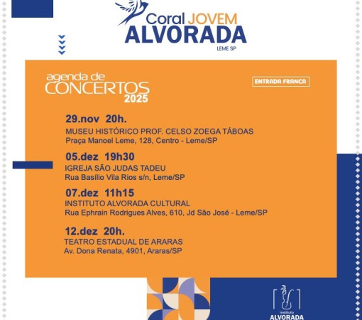 CORAL JOVEM ALVORADA - NO FIM DE SEMANA TEM MAIS ESTREIA CHEGANDO!}