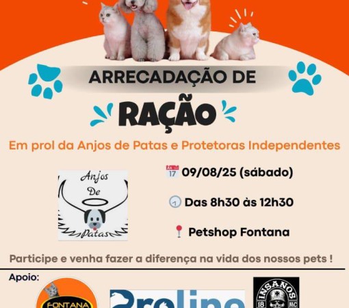 “DOE AMOR EM FORMA DE RAÇÃO” – CAMPANHA SOLIDÁRIA PELOS ANJOS DE PATAS E PROTETORAS INDEPENDENTES}