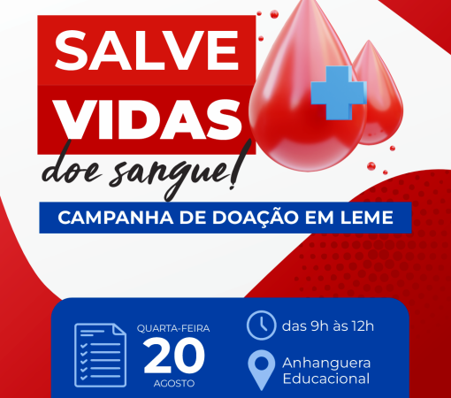 DOE SANGUE: QUARTA ETAPA DO CALENDÁRIO DE DOAÇÃO DE SANGUE SERÁ NO DIA 20 DE AGOSTO}
