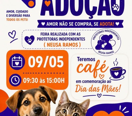 FEIRINHA DE ADOÇÃO RESPONSÁVEL NESTE SÁBADO, 09 DE MAIO DE 2026}