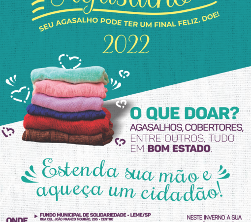 Campanha do Agasalho 2022  Arrecadações continuam – Entrega dos Agasalhos começará dia 26 de Junho}