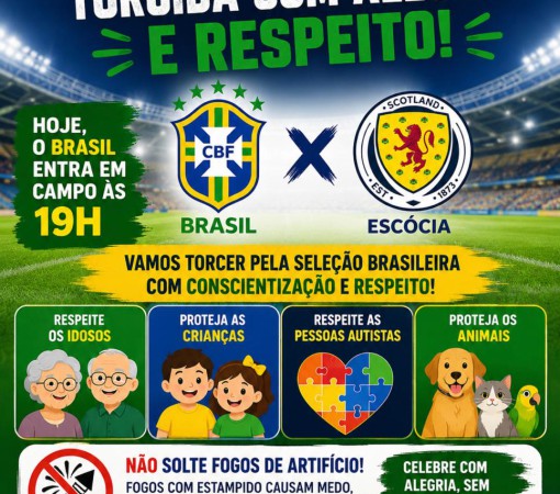 BRASIL EM CAMPO: TORCIDA COM ALEGRIA E RESPEITO}