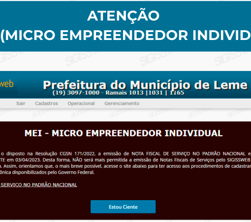 Alteração sistema de emissão de Notas Fiscais de Serviço para MEIs -Micro Empreendedor Individual}