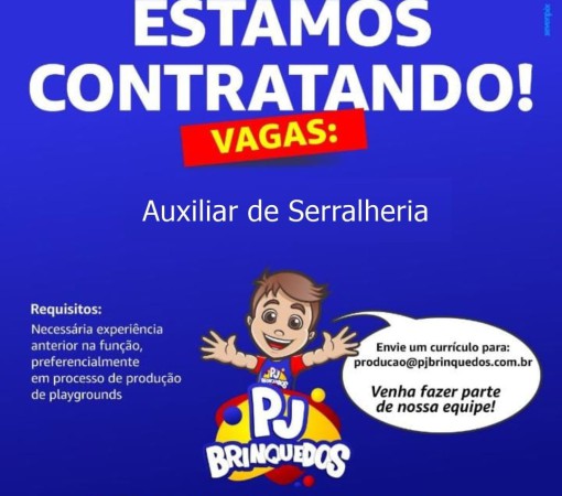 PJ BRINQUEDOS ESTÁ CONTRATANDO}