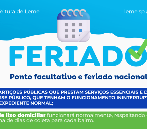 PONTO FACULTATIVO E FERIADO NACIONAL NAS REPARTIÇÕES PÚBLICAS MUNICIPAIS DIAS 20 E 21 DE ABRIL}