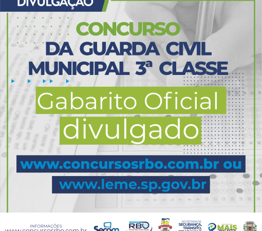 Prefeitura divulga gabarito das provas do concurso para guarda civil municipal}