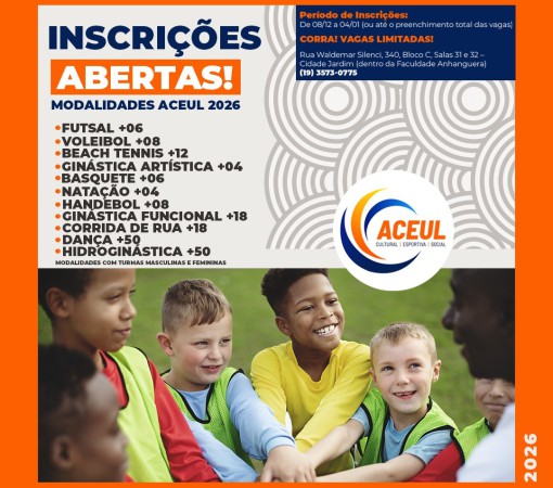 INSCRIÇÕES ABERTAS NA ACEUL DE LEME}
