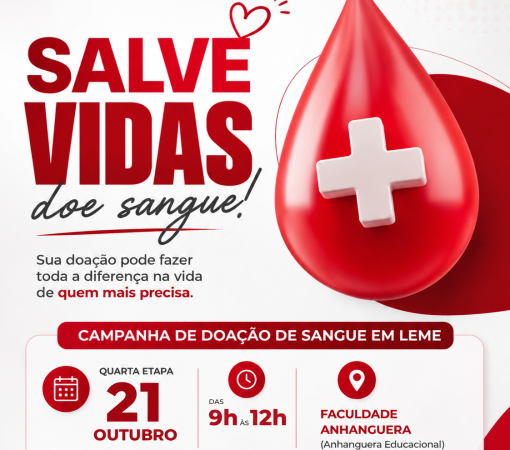 QUINTA ETAPA DO CALENDÁRIO DE DOAÇÃO DE SANGUE SERÁ NO DIA 21 DE OUTUBRO DE 2026}