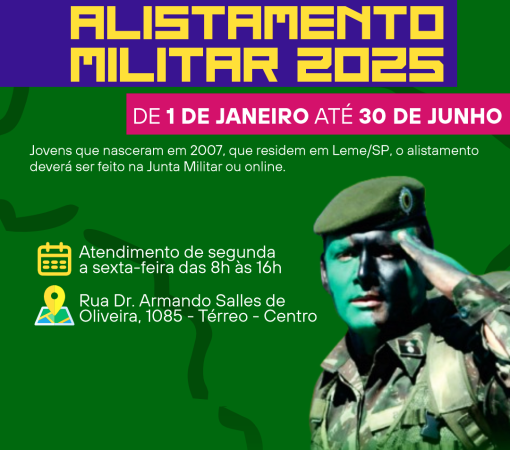 ATENÇÃO: ALISTAMENTO MILITAR 2025 ATÉ DIA 30 DE JUNHO}