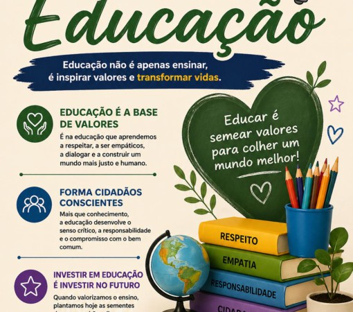 EDUCAÇÃO SEMPRE SERÁ A BASE QUE FORMA VALORES E TRANSFORMA O FUTURO}