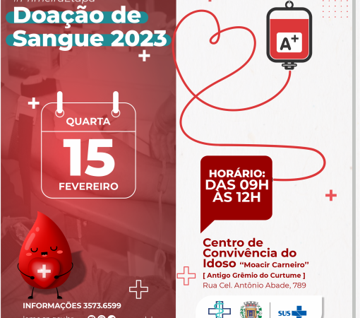 Primeira etapa do calendário de doação de sangue acontece dia 15 - quarta-feira}