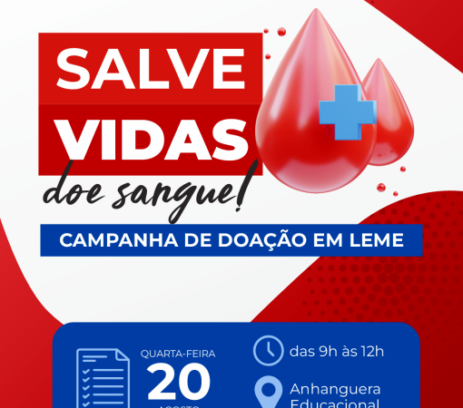 QUARTA ETAPA DO CALENDÁRIO DE DOAÇÃO DE SANGUE SERÁ NO DIA 20 DE AGOSTO}