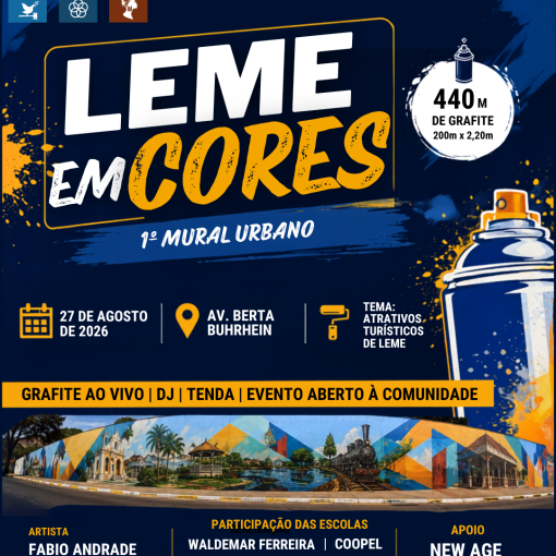 PREFEITURA DE LEME REALIZA O MAIOR MURAL DE GRAFITE DA CIDADE COM PARTICIPAÇÃO DE ALUNOS DA REDE DE ENSINO