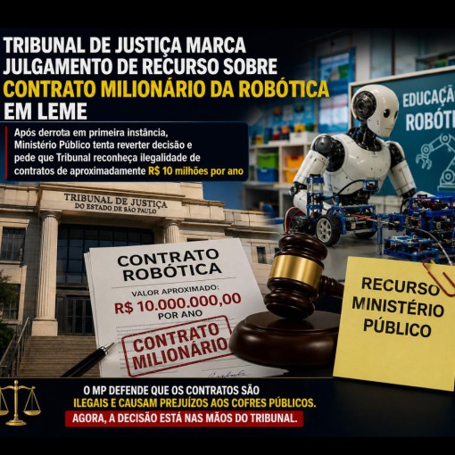 TRIBUNAL DE JUSTIÇA MARCA JULGAMENTO DE RECURSO SOBRE CONTRATO MILIONÁRIO DA ROBÓTICA EM LEME